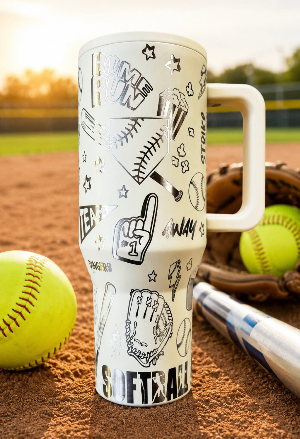 Softball Tumbler, Team Spirit Water bottle, Custom Engraved Drinkware, 40 oz Tumbler