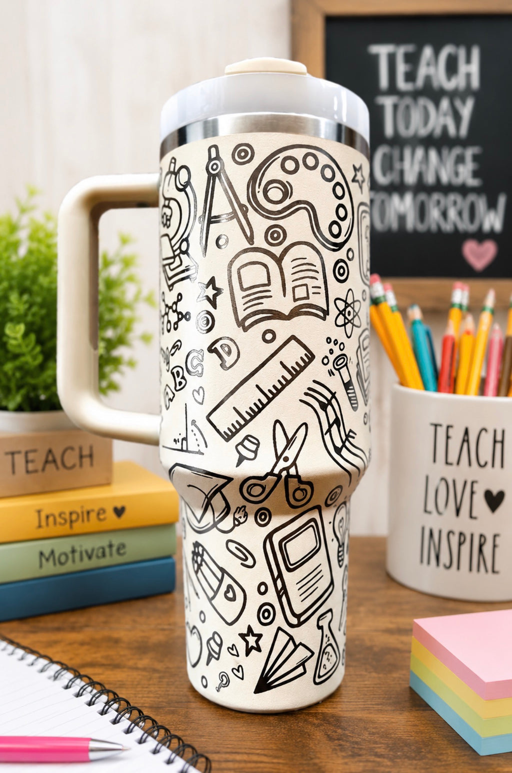 Teacher Tumbler, School Water bottle, Custom Engraved Drinkware, 40 oz Tumbler