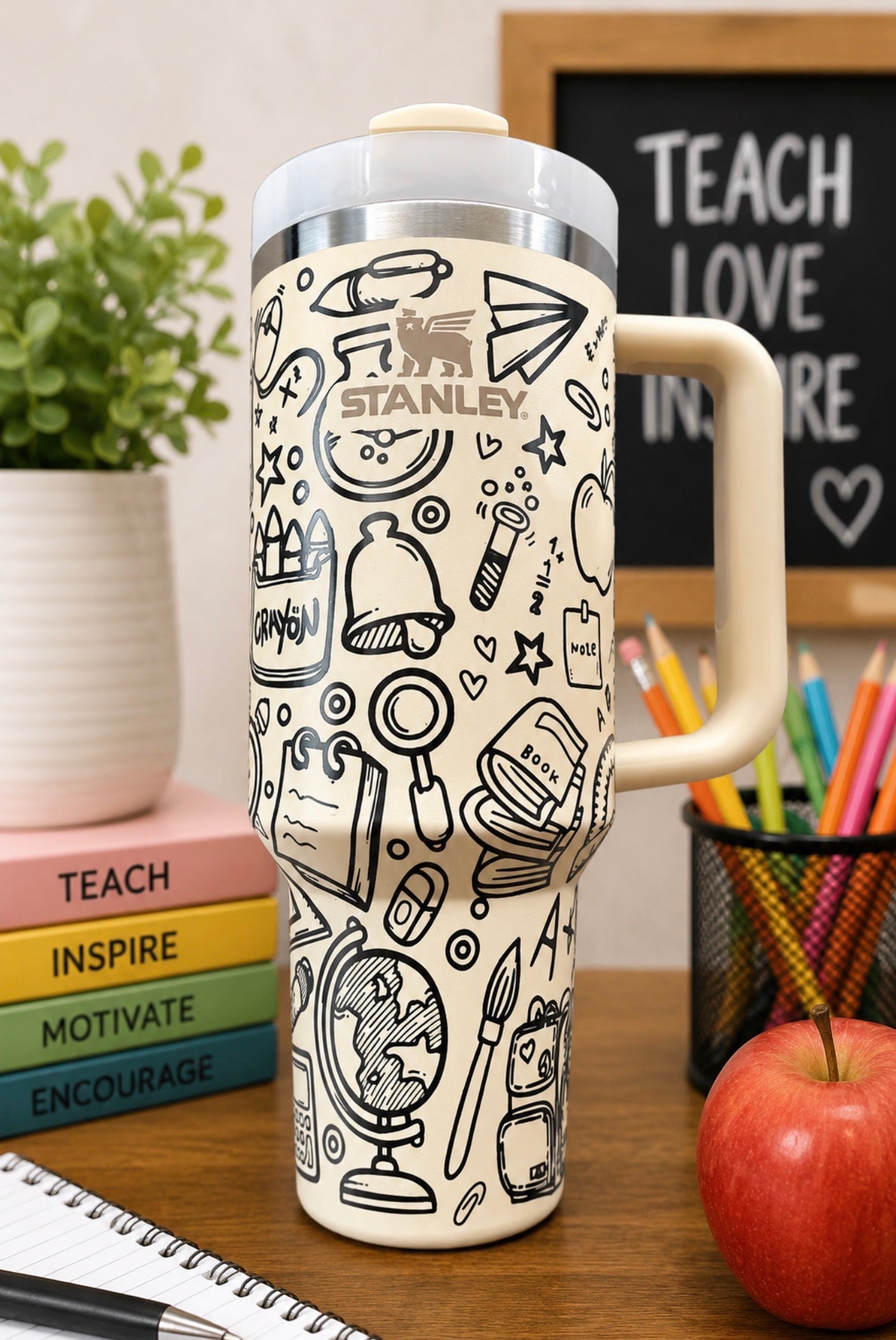 Teacher Tumbler, School Water bottle, Custom Engraved Drinkware, 40 oz Tumbler