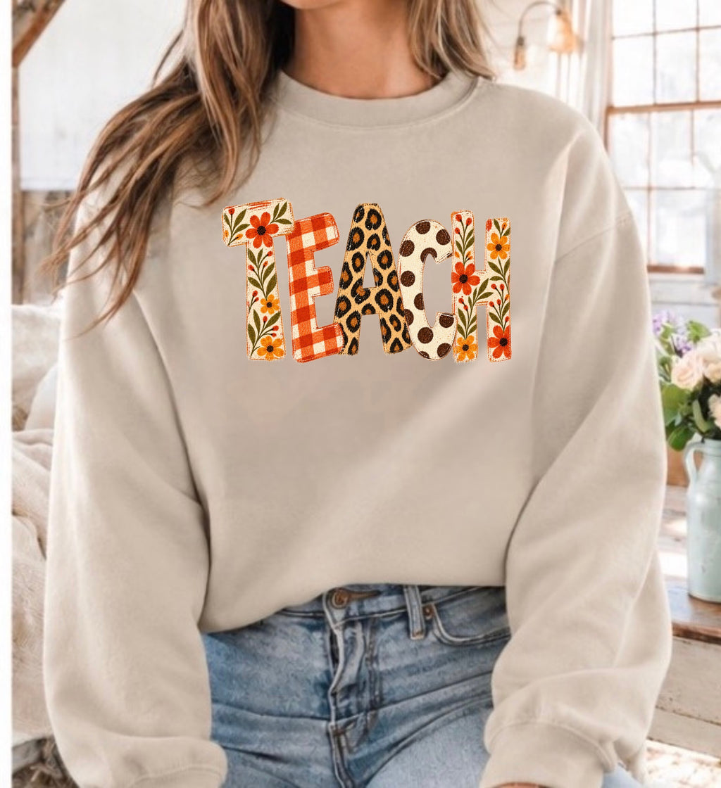 Teacher Graphic Tee, Teach Crewneck Sweatshirt