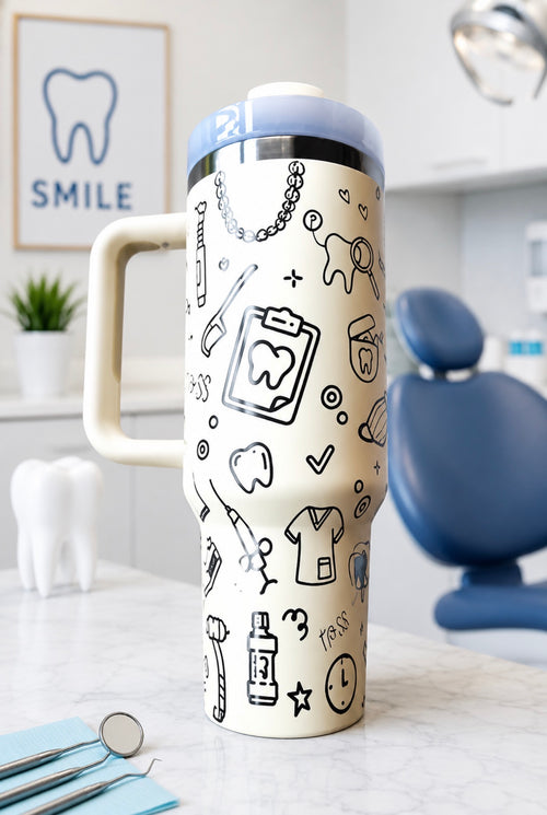 Dental Tooth Tumbler, Dentist, Dental Hygienist, Dental Assistant, Custom Engraved Drinkware, 40 oz Tumbler
