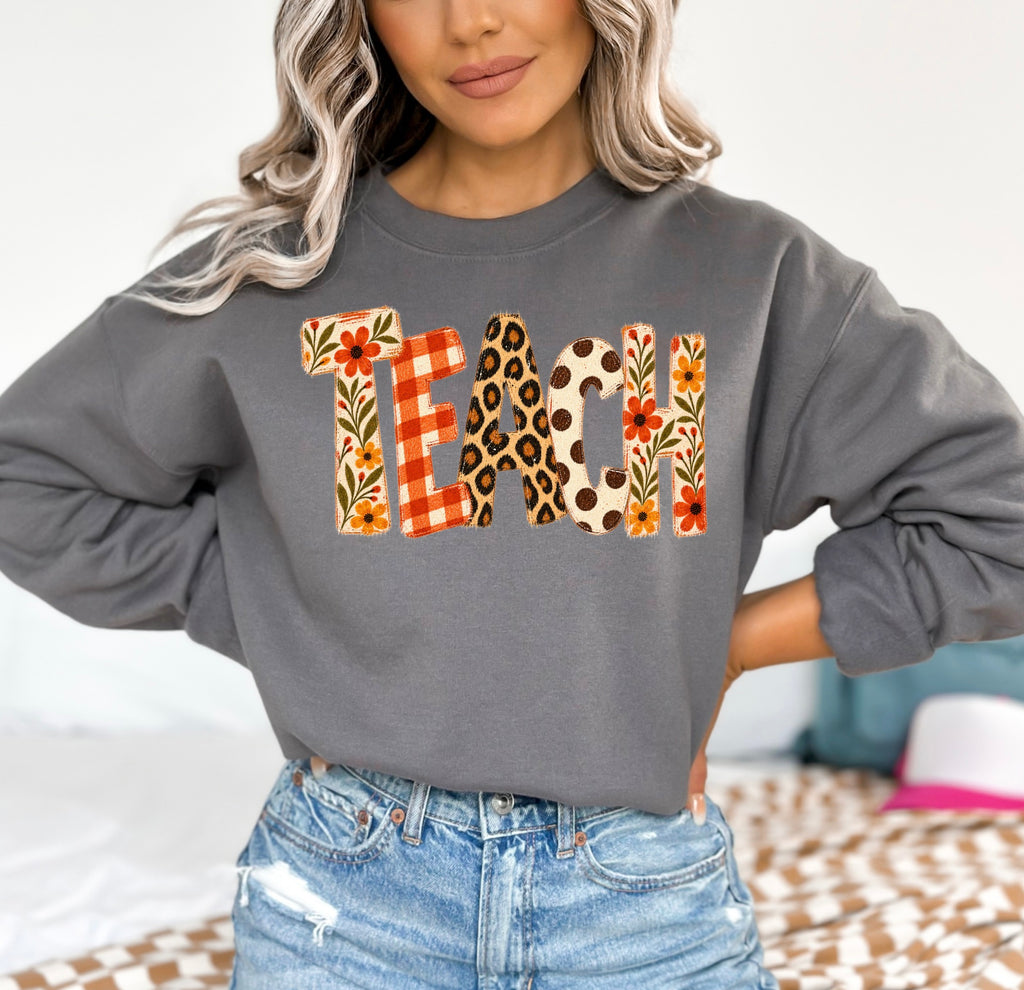 Teacher Graphic Tee, Teach Crewneck Sweatshirt