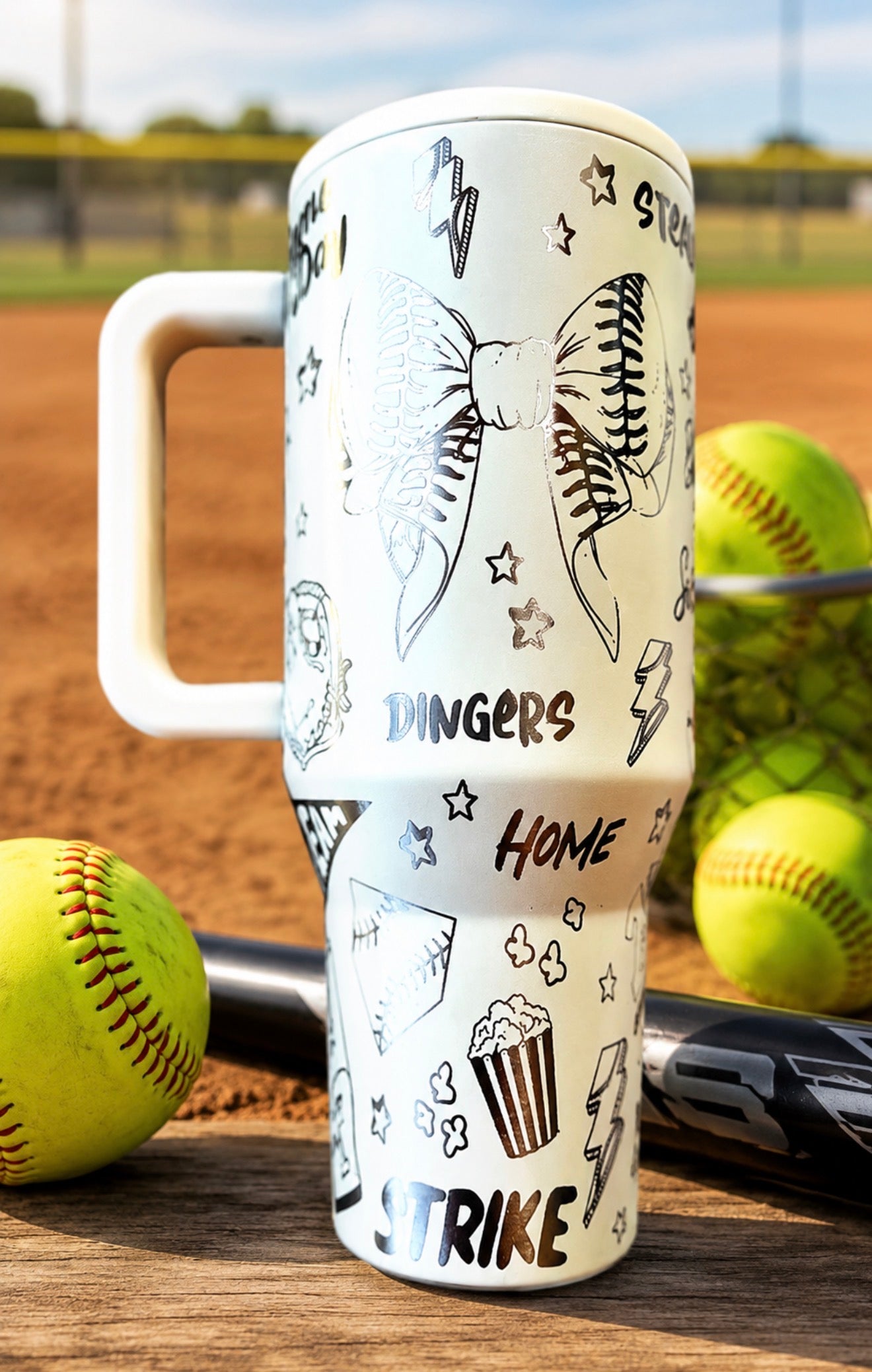 Softball Tumbler, Team Spirit Water bottle, Custom Engraved Drinkware, 40 oz Tumbler