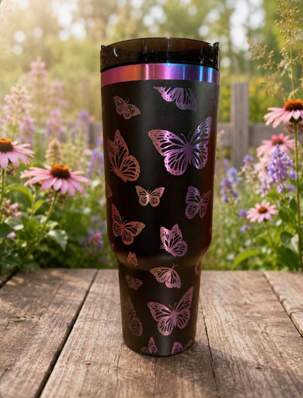 Butterfly Tumbler, Custom Engraved Drinkware Mug, 40 oz Tumbler