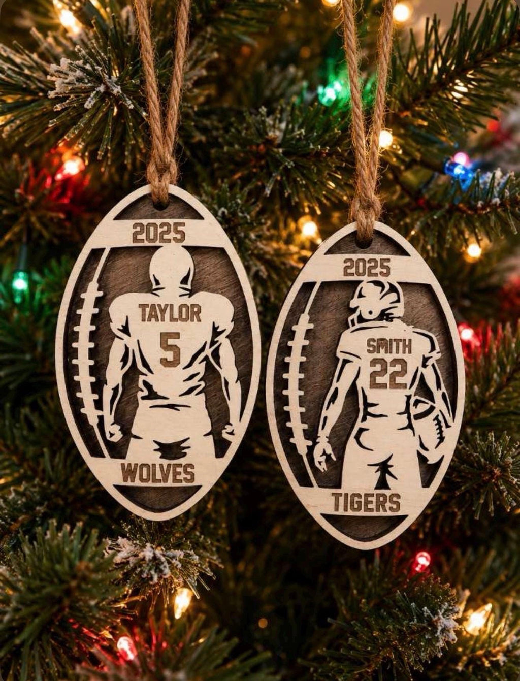 Personalized Football 3D Ornament, Custom Football Ornament