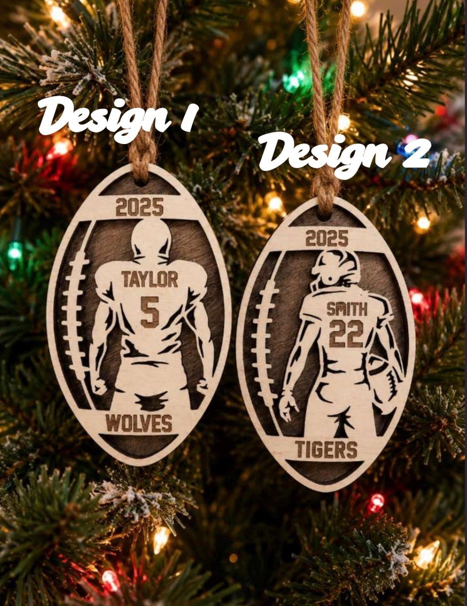 Personalized Football 3D Ornament, Custom Football Ornament