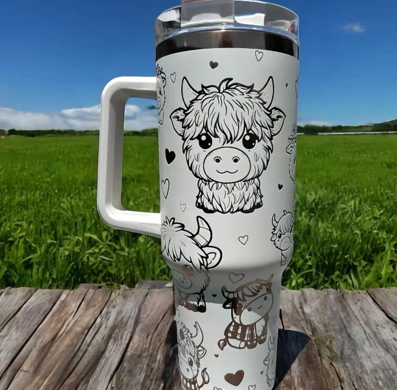 Highland Cow Tumbler, 40 oz Cute Water Cup Drinkware