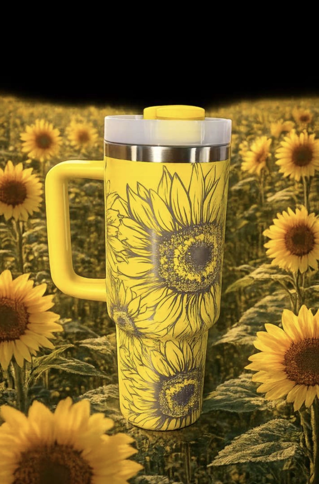 Sunflower Tumbler, Custom Engraved Drinkware, 40 oz Tumbler