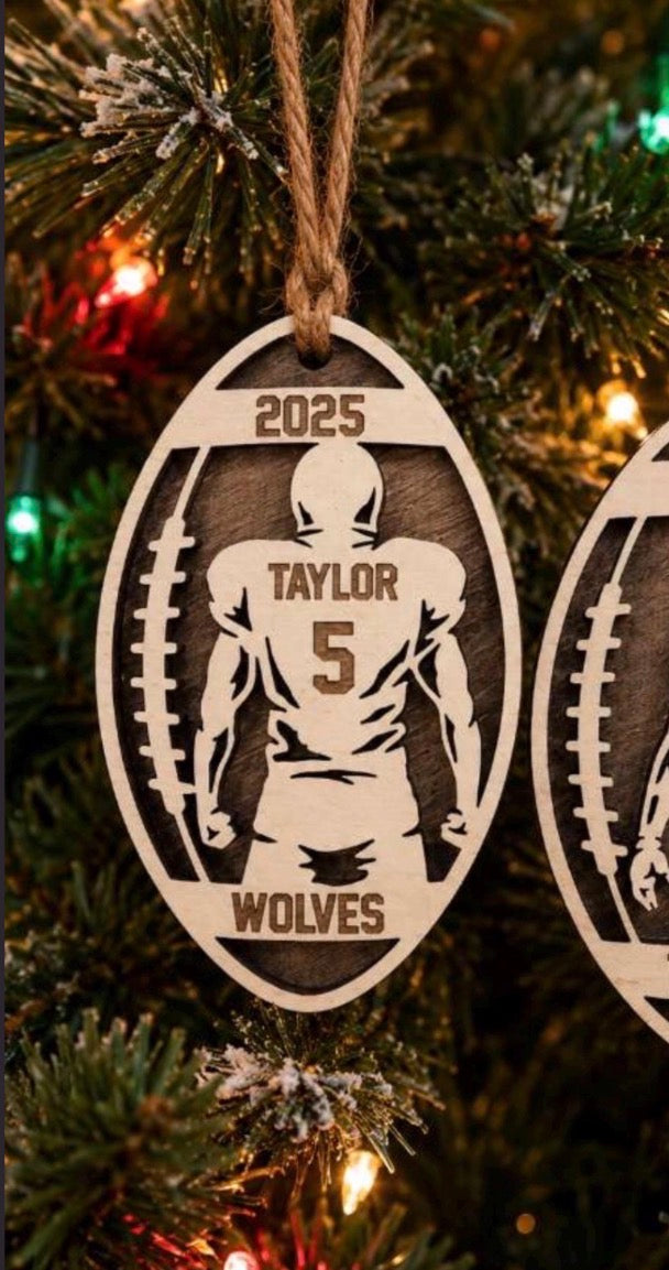 Personalized Football 3D Ornament, Custom Football Ornament