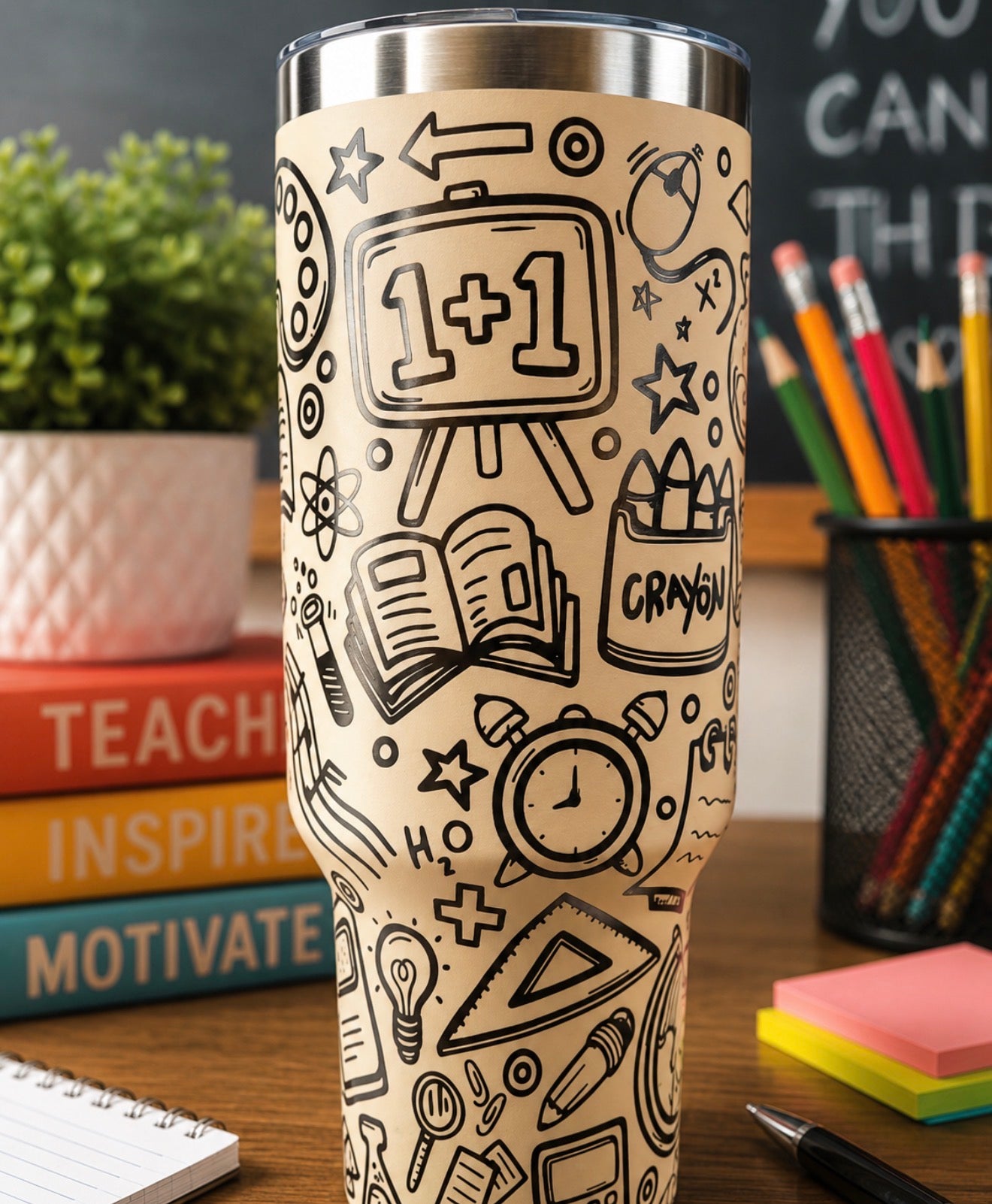 Teacher Tumbler, School Water bottle, Custom Engraved Drinkware, 40 oz Tumbler