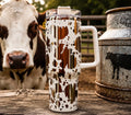 Cow Print Tumbler, Country Western Cup, Custom Engraved Drinkware, 40 oz Tumbler
