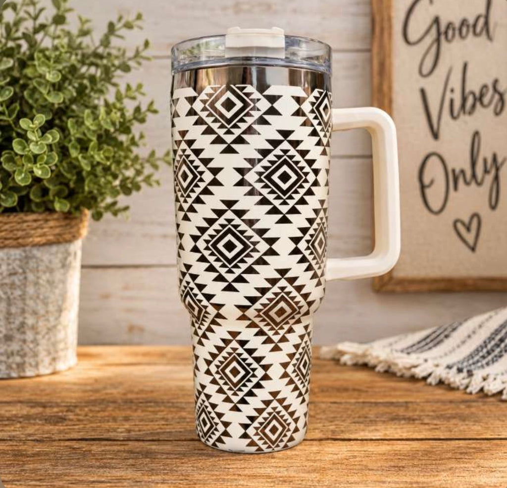 Boho Aztec Tumbler, Custom Engraved Drinkware, 40 oz Tumbler
