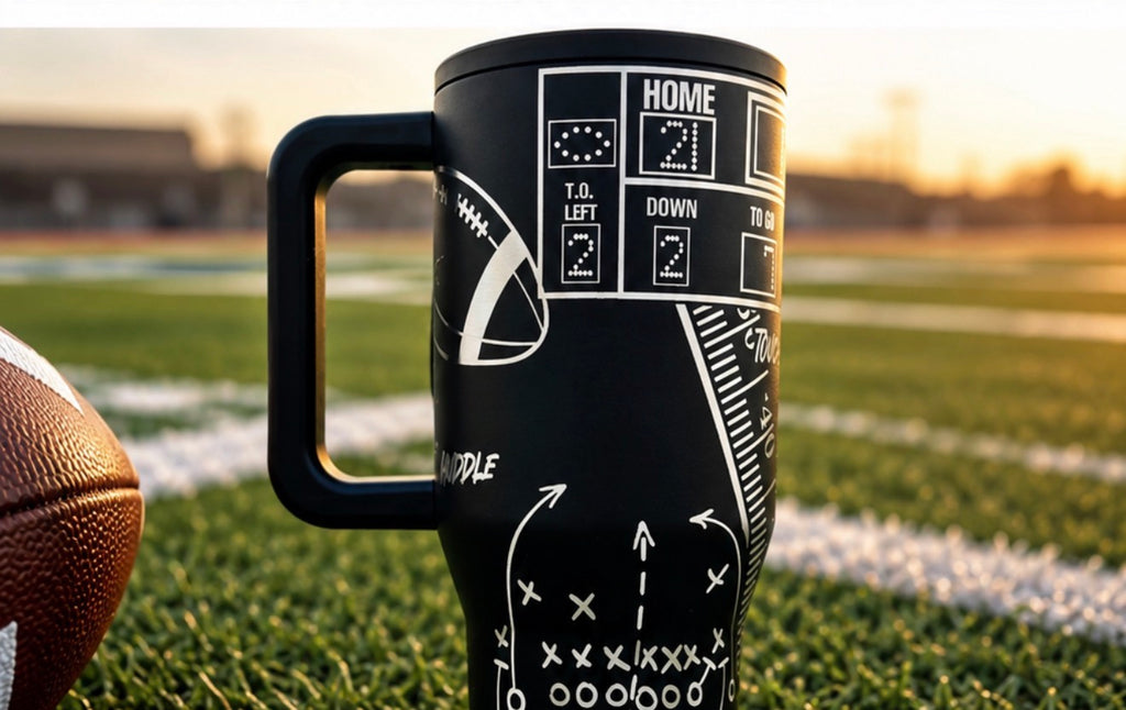 Football Tumbler, Team Spirit Water bottle, Custom Engraved Drinkware, 40 oz Tumbler