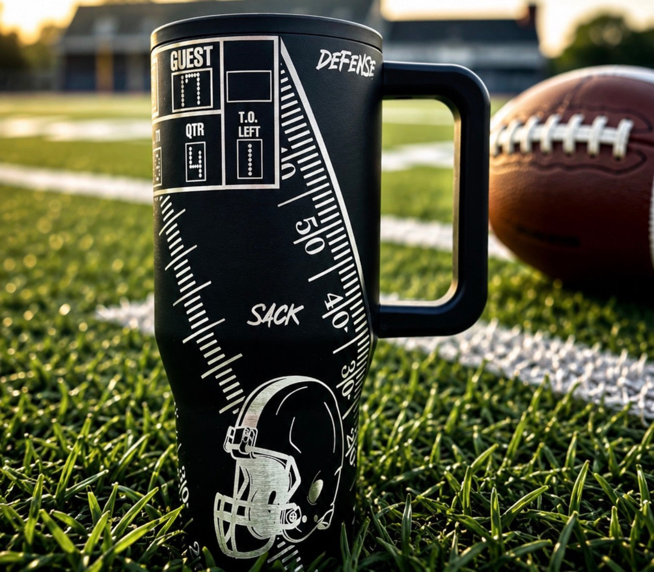 Football Tumbler, Team Spirit Water bottle, Custom Engraved Drinkware, 40 oz Tumbler