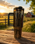 Boot Stitch Tumbler, Country Western Cup, Custom Engraved Drinkware, 40 oz Tumbler