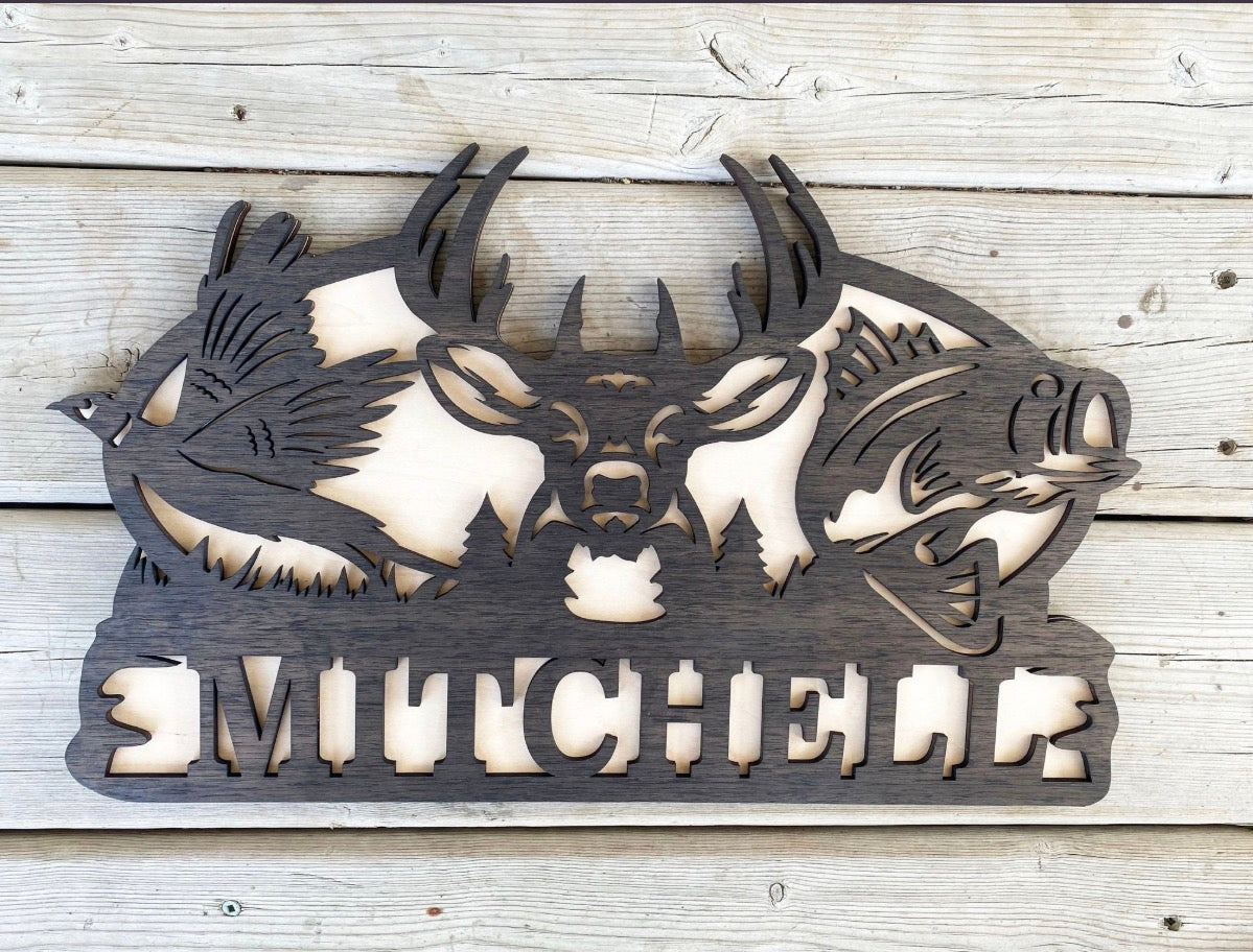 Custom 3D Wood Hunting Outdoor Wildlife Sign
