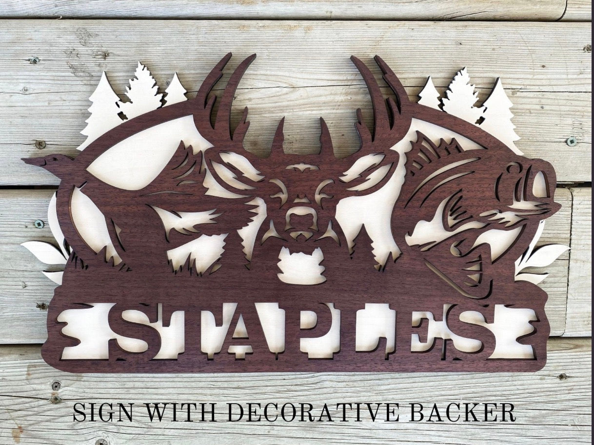 Custom 3D Wood Hunting Outdoor Wildlife Sign