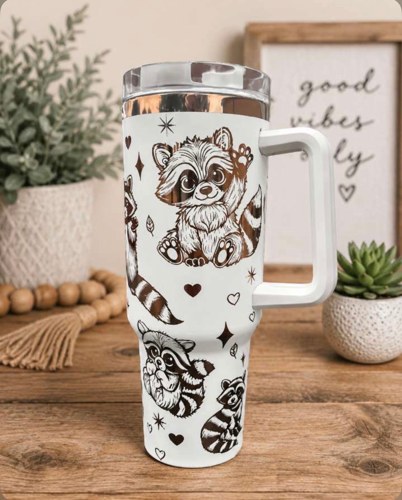 Trash Panda Raccoon Tumbler, 40 oz Cute Water Cup Drinkware